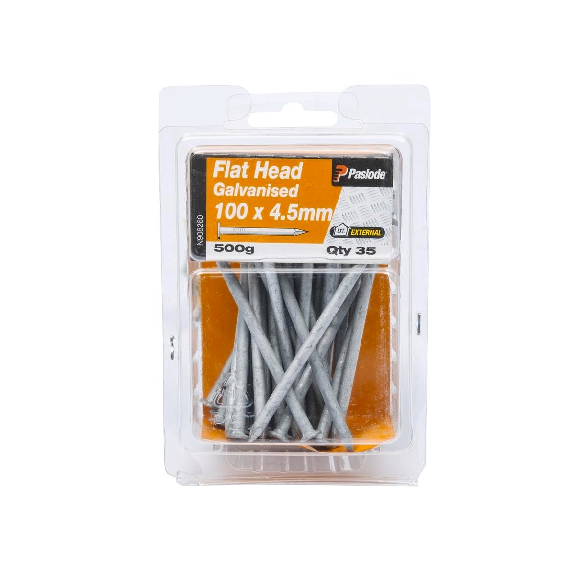 Paslode Galvanised Flat Head Nails 100mm 4.5mm 500g 35 Pack