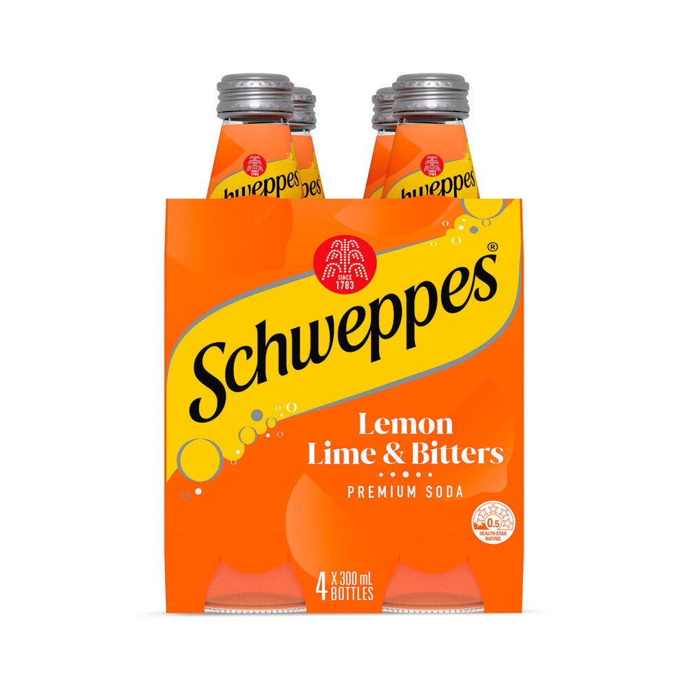 Schweppes Lemon Lime Bitters Soft Drink Classic Mixers Multipack Bottles 300 ... 4 pack