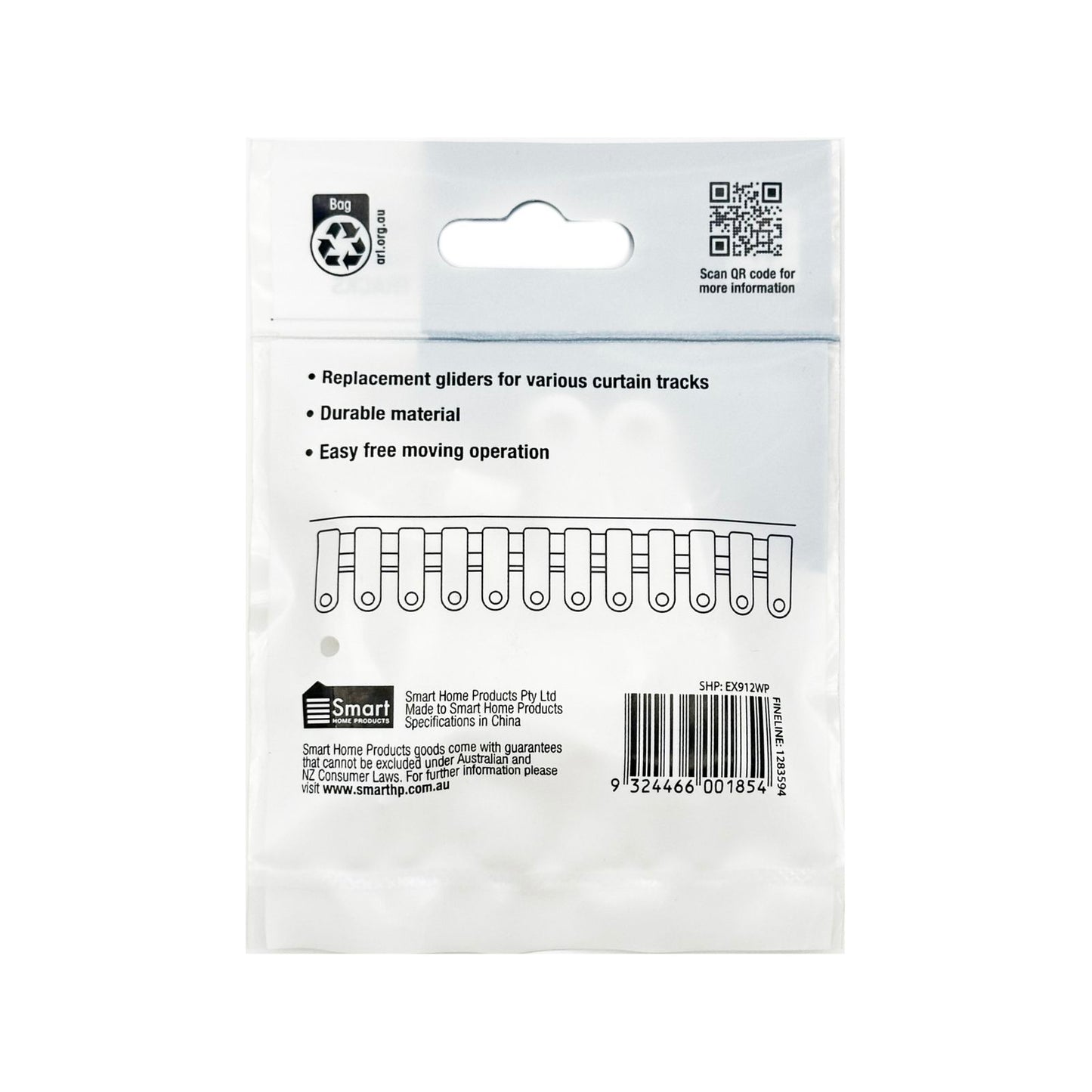 Windoware White Curtain Track Glider - 10 Pack