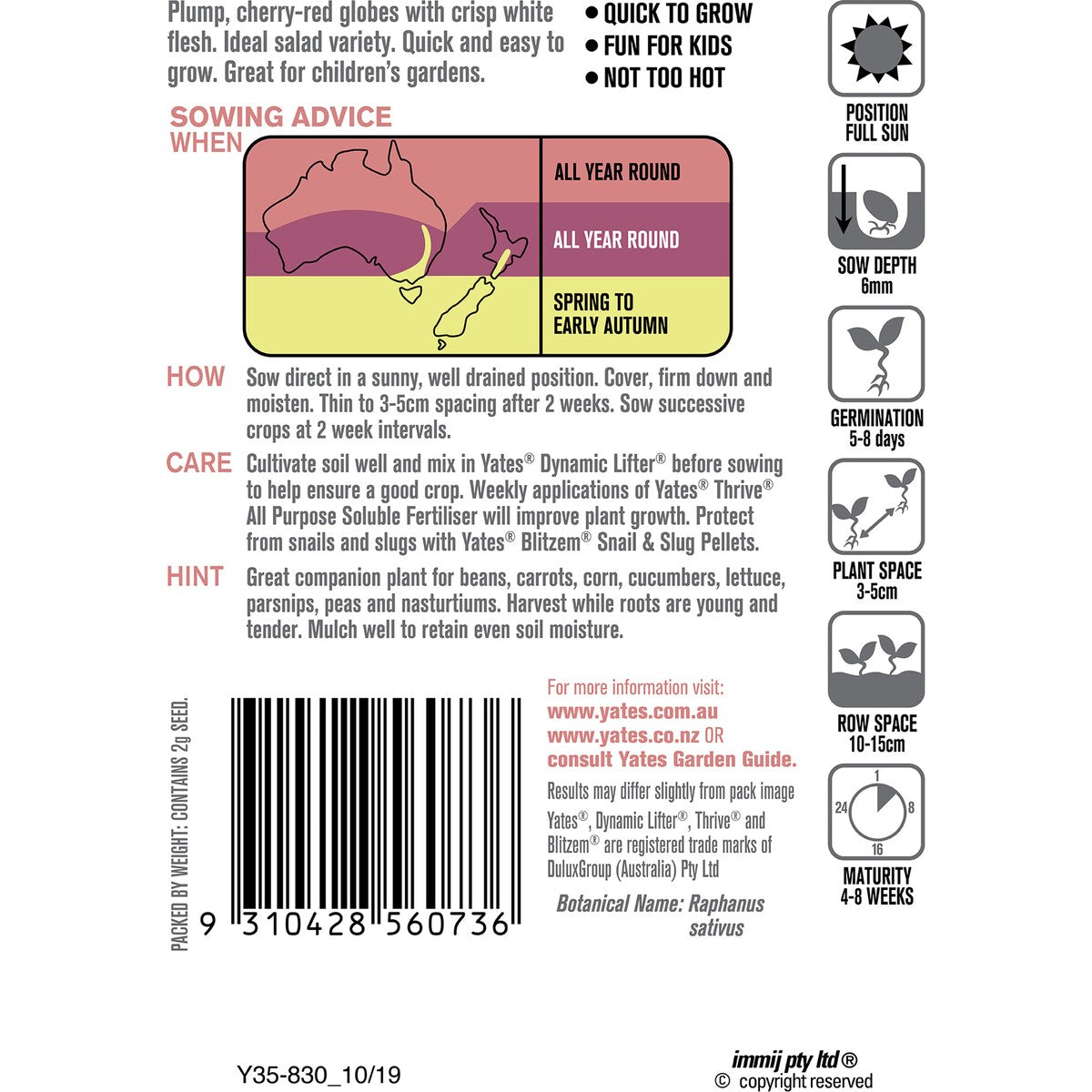 Yates Radish Salad Crunch Seeds 2g