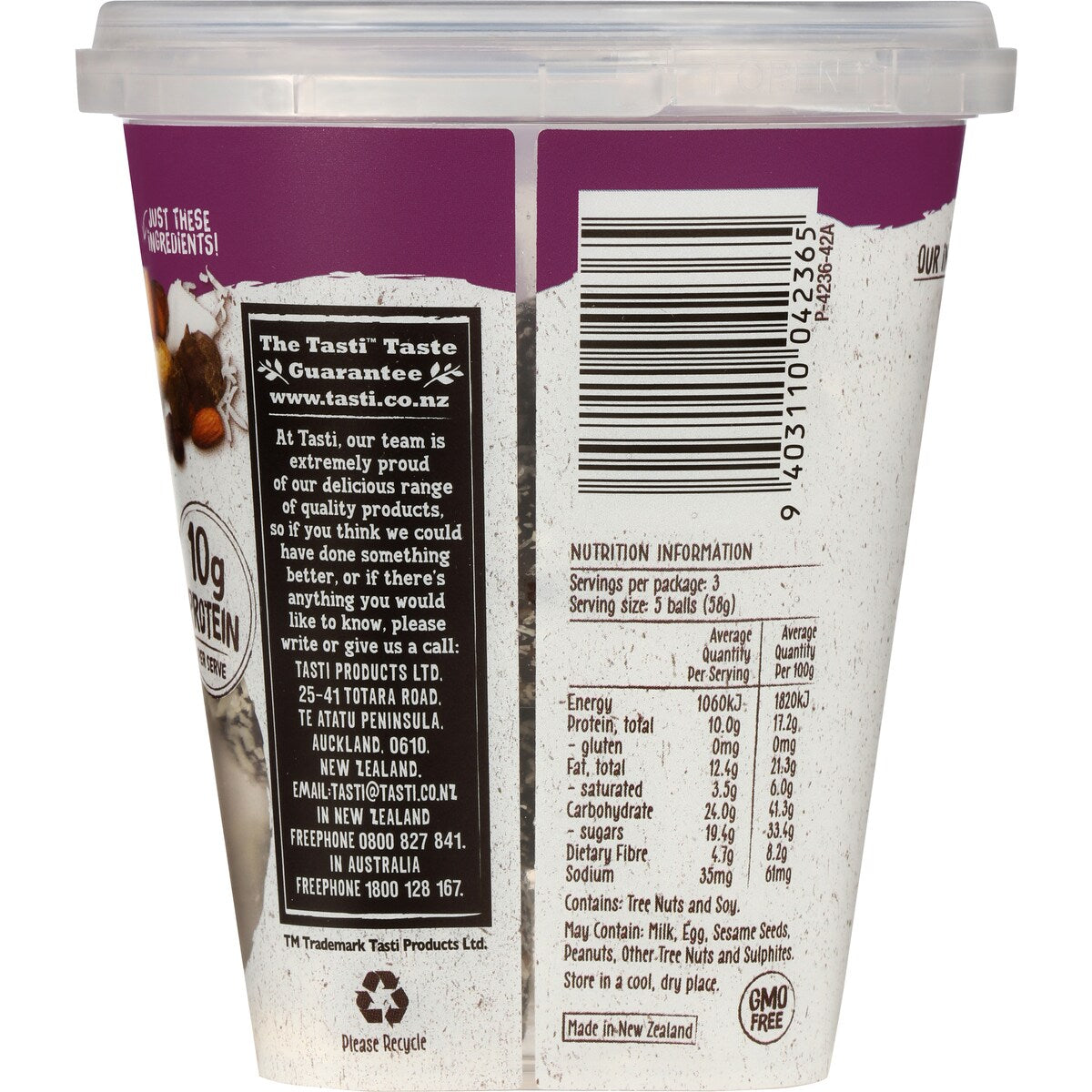 Tasti Smooshed Wholefood Balls Protein Cacao Brownie 174g