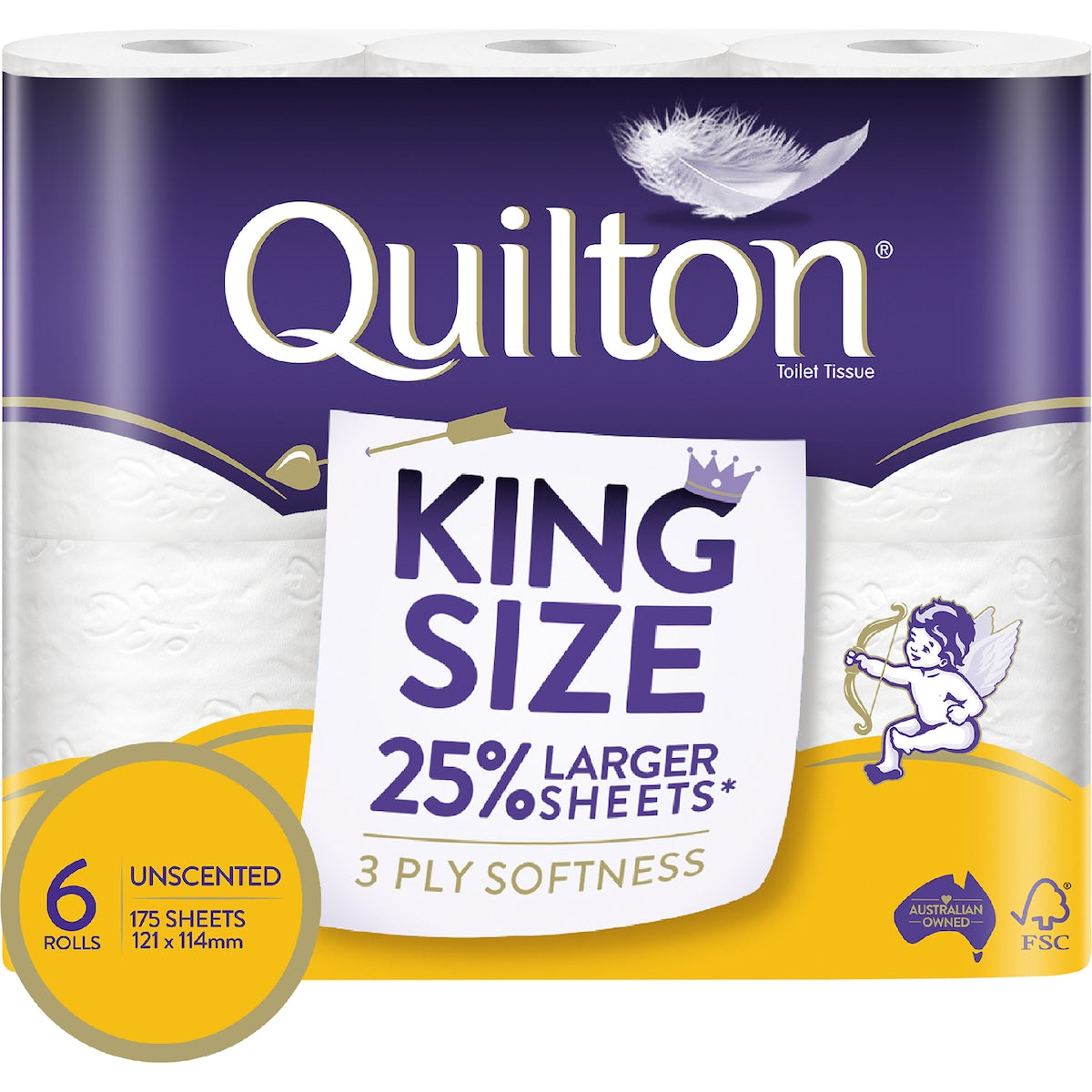 Quilton King Size 3 Ply Toilet Paper Unscented 6 Pack
