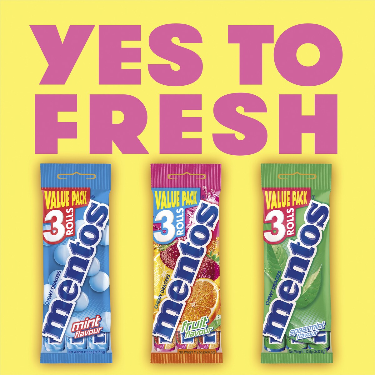 Mentos Fruit Chews 3 pack