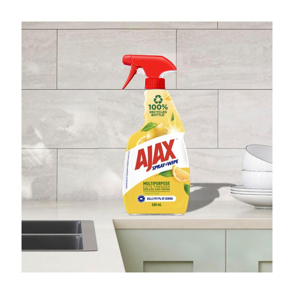 Ajax Spray N Wipe Lemon Citrus 5 in 1 Multi Purpose Cleaner Trigger Pack - 500mL