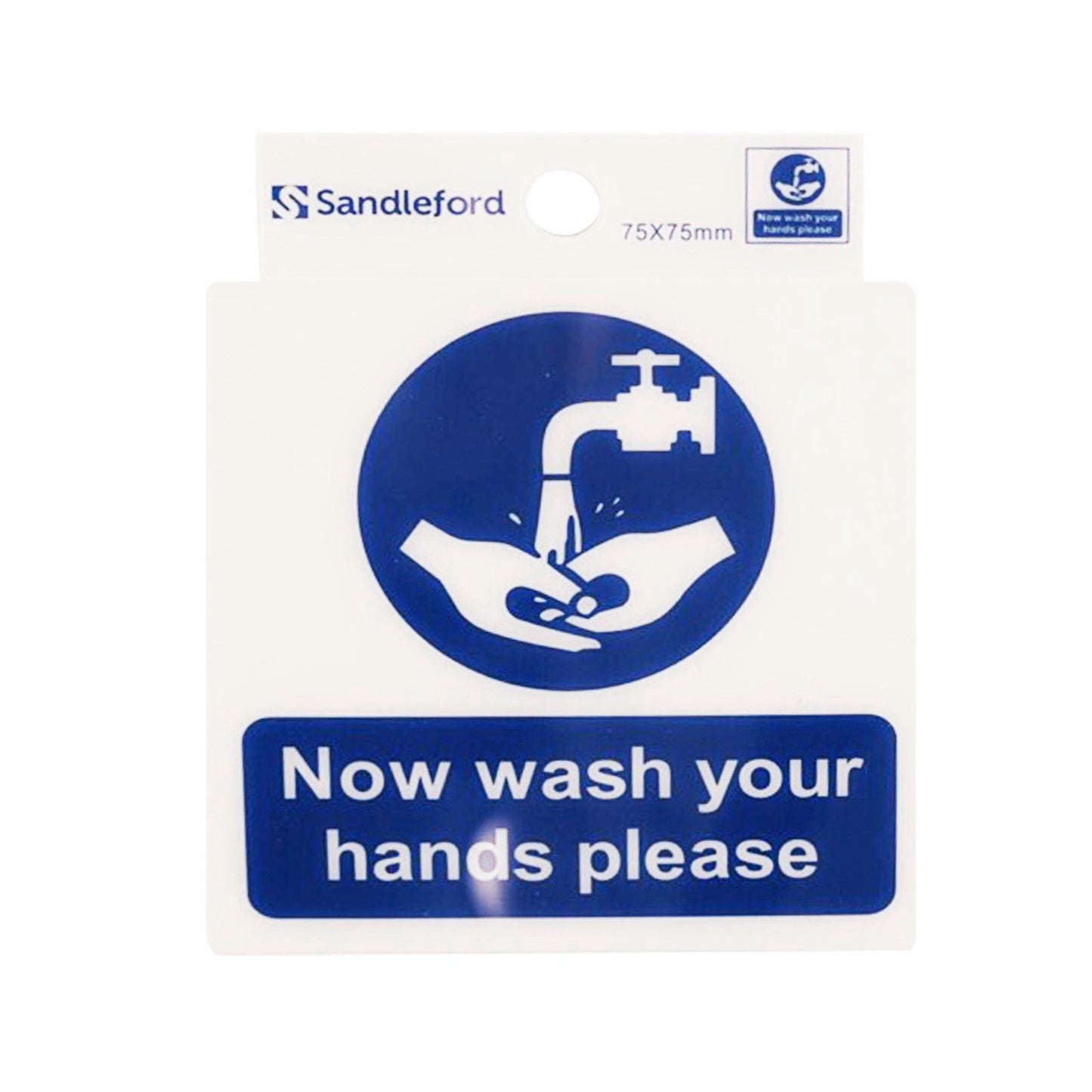 Sandleford Now Wash Your Hands Please Self Adhesive Sign - 75 x 75mm