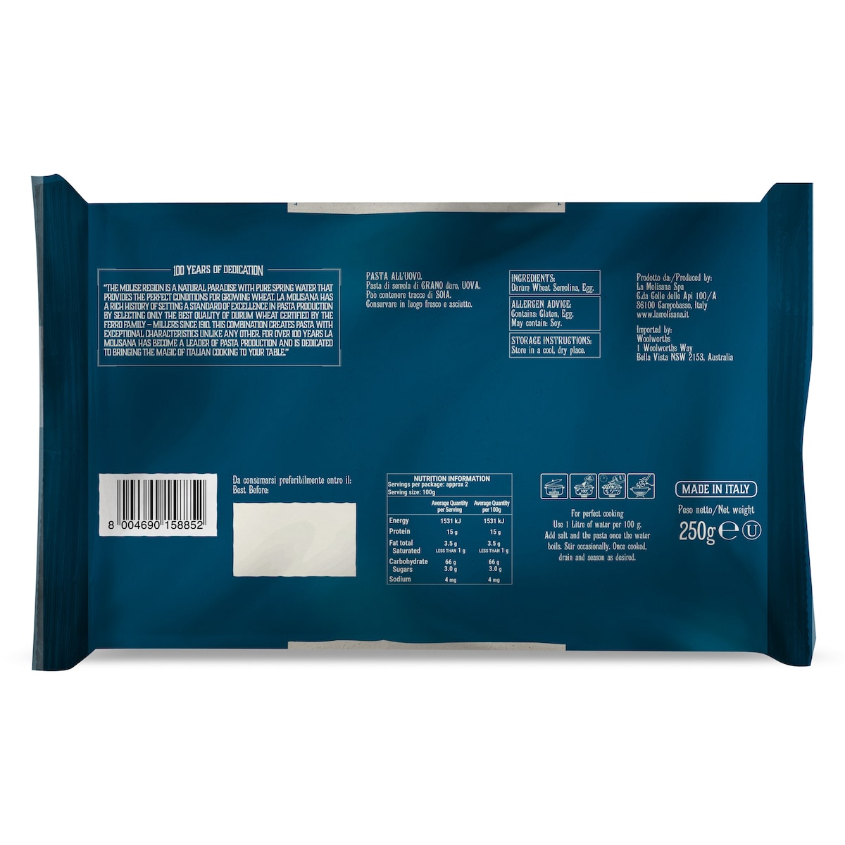 La Molisana Pastificio Extra Di Lusso Egg Fettuccine 250g