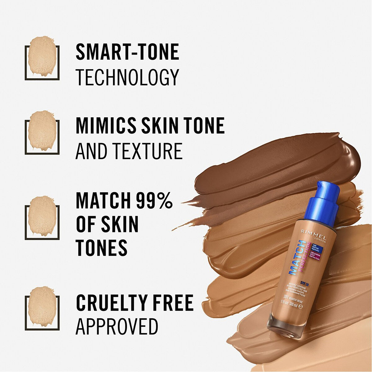 Rimmel London Match Perfection Foundation 200 Soft Beige 30ml
