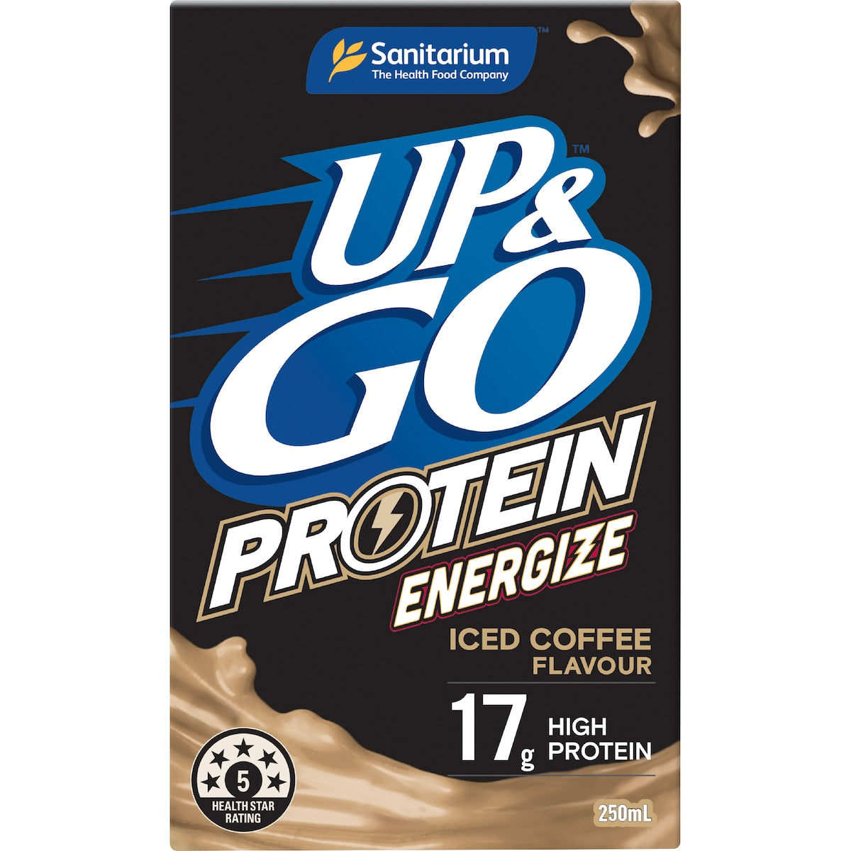 Up&go Protein Energize Liquid Breakfast Iced Coffee 250ml X 6 Pack