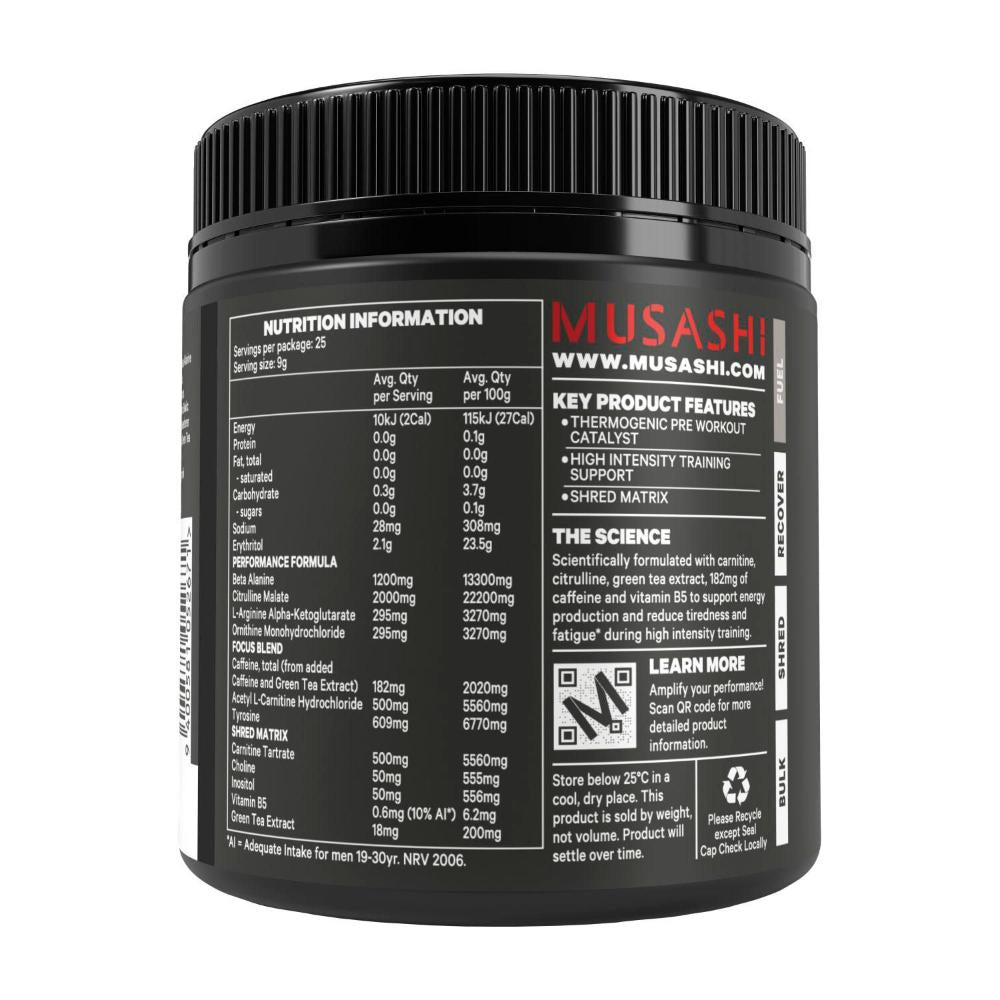 Musashi Pre Workout Shred Green Apple - 255g