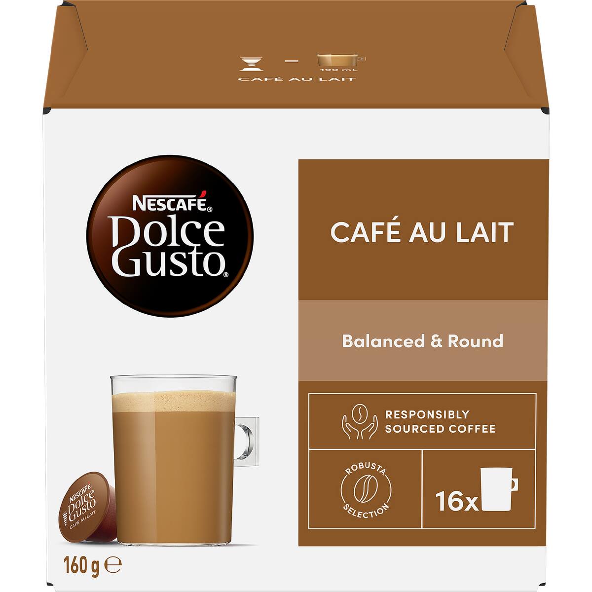 Nescafe Dolce Gusto Cafe Au Lait Coffee Pods 16 Pack