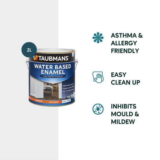 Taubmans White Low Sheen Water Based Enamel Paint - 2L