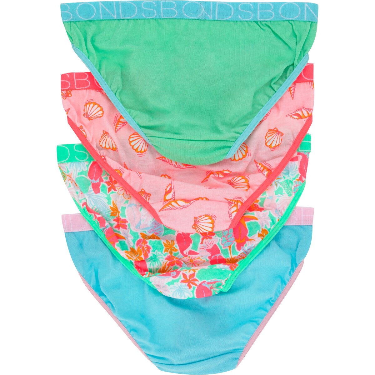 Bonds Girls Underwear Bikini Briefs Size 8-10 Or 10-12 Assorted 4 Pack