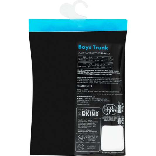 Bonds Boys Underwear Trunks Size 12-14 Or 14-16 Assorted 3 Pack
