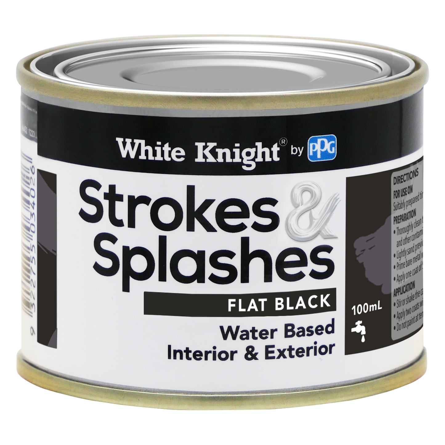 White Knight Black Flat Strokes and Splashes Paint - 100ml