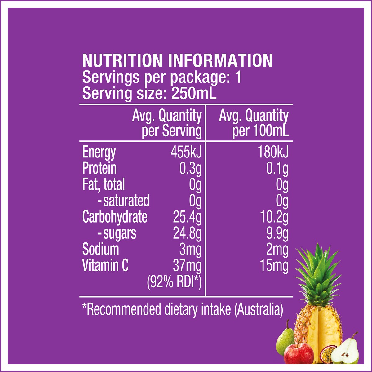 Golden Circle Fruit Drinks Lunch Box Poppers Multipack Golden Pash 250ml X6 Pack