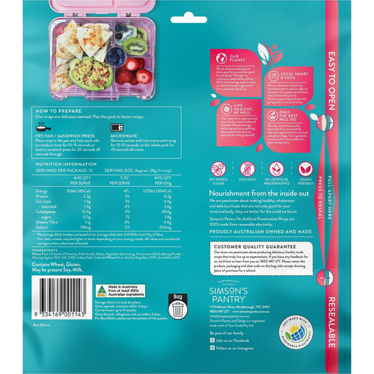 Simsons Pantry Mini White Wraps Super Soft 12 pack