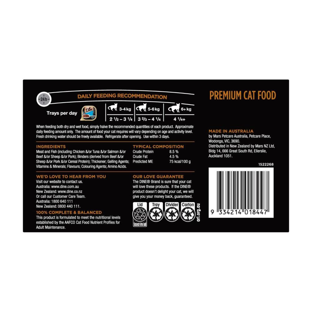 Dine assic Collection Adult Wet Cat Food Saucy Morsels with Ocean Fish 7x85g Trays - 7 pack