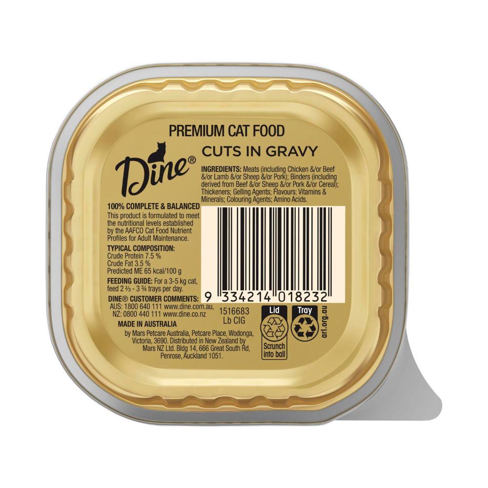 Dine assic Collection Adult Wet Cat Food Cuts in Gravy With Lamb Tray - 85g