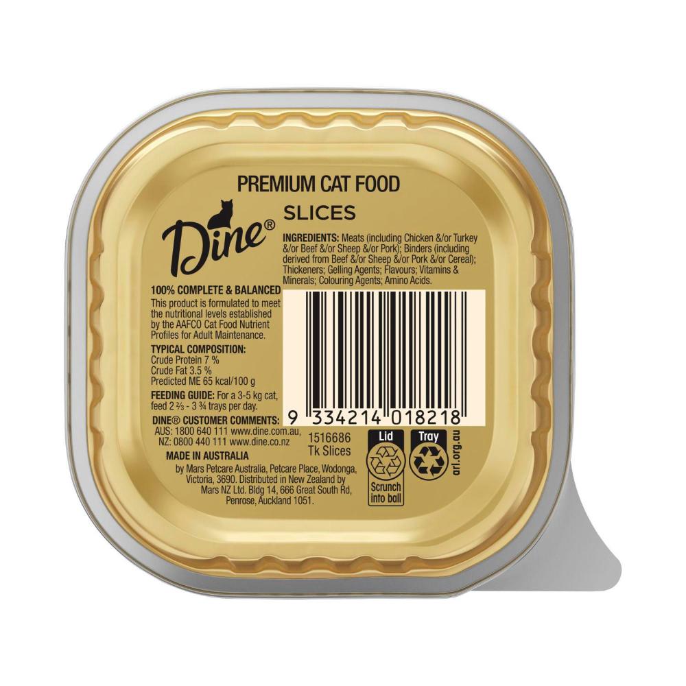 Dine Wet Cat Food Tender Turkey Slices Tray - 85g