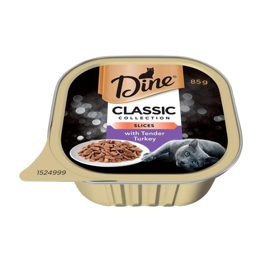 Dine Wet Cat Food Tender Turkey Slices Tray - 85g