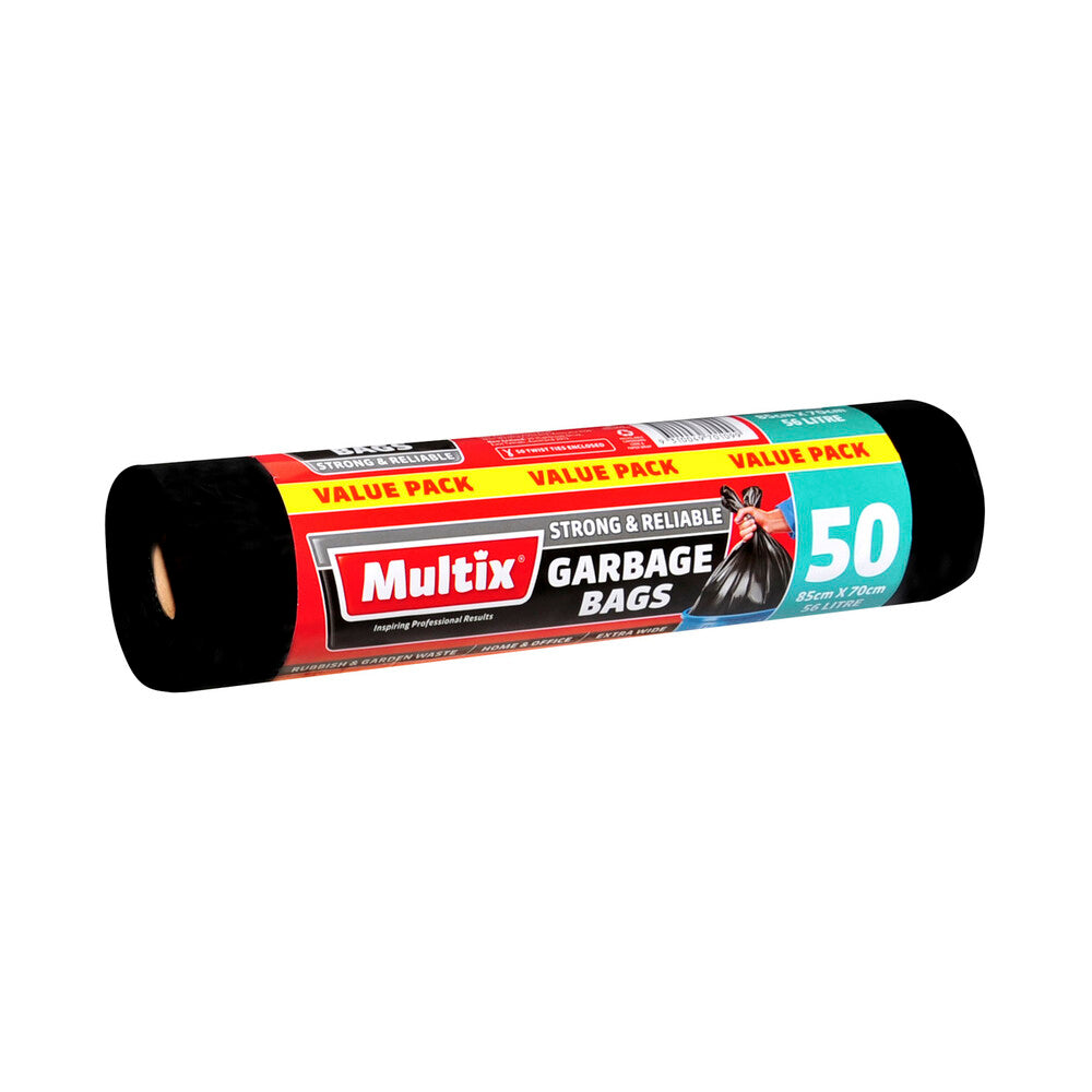 Multix Extra Wide Garbage Bags 85cm x 70cm 56l - 50 pack