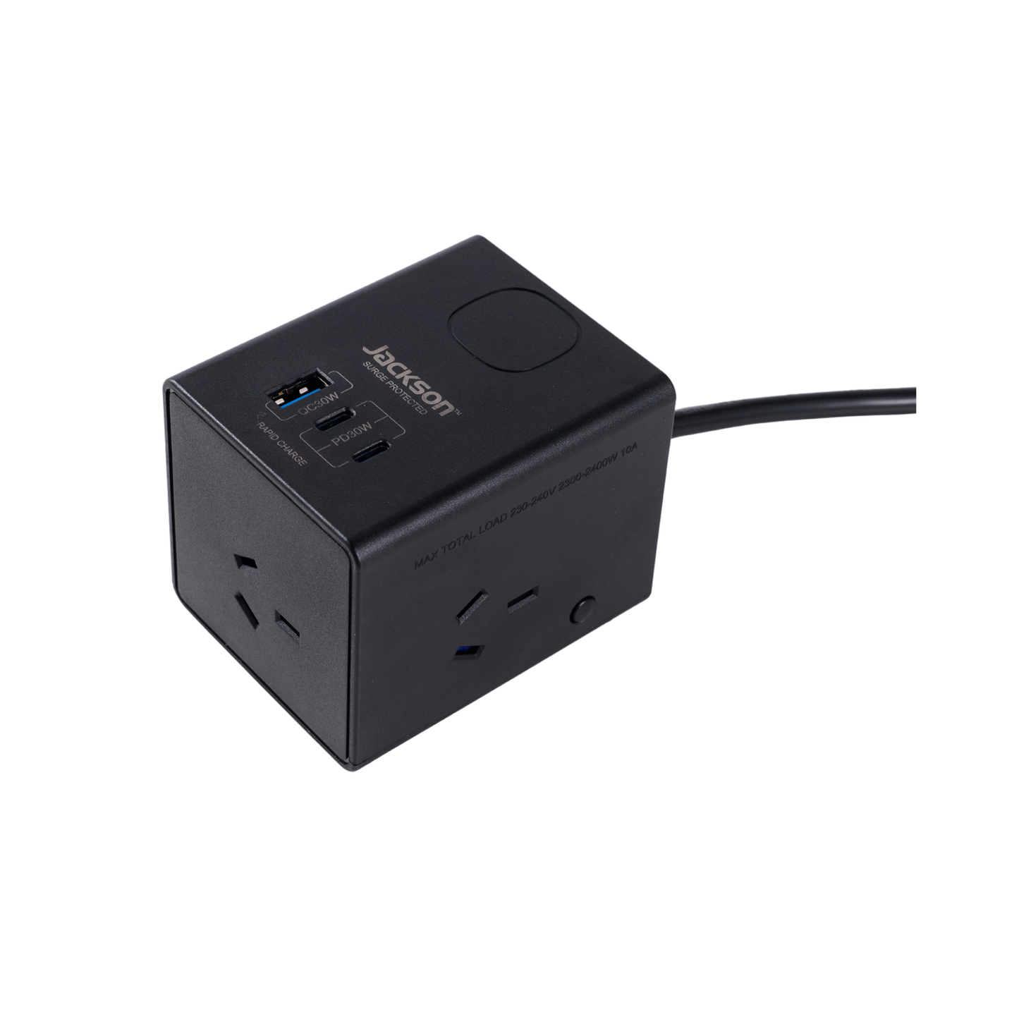 Jackson Power Cube - 3 Outlet - 1.2m - Black