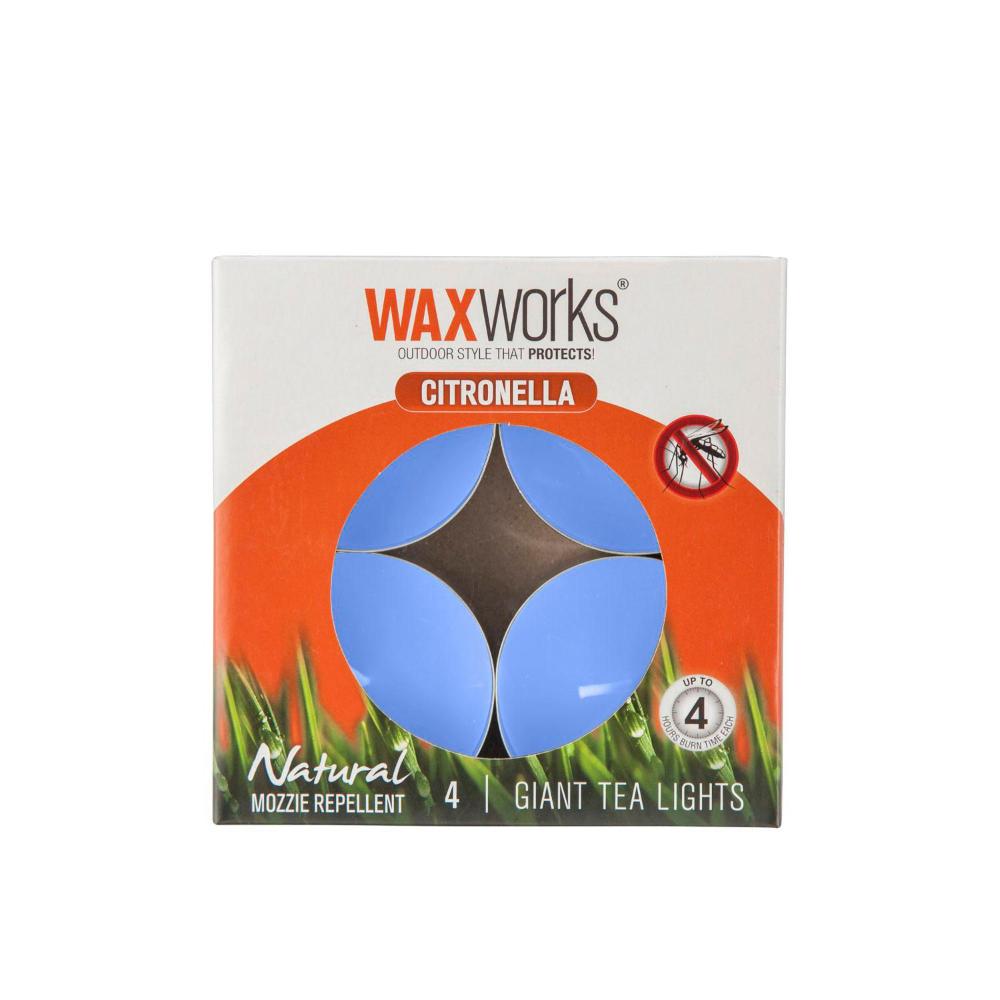 Waxworks Citronella Large Tealight Candles - 4 pack