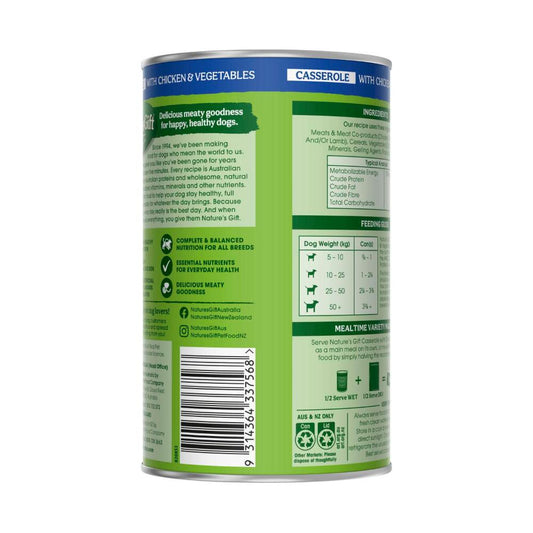 Nature's Gift Adult All Breeds Wet Dog Food Casserole With Chicken Vegetables & Barley - 700g