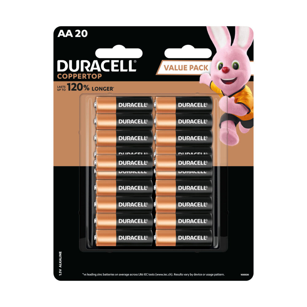 Duracell Coppertop AA Alkaline Batteries - 20 Pack