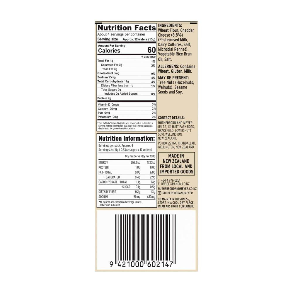 Rutherford & Meyer Gourmet Cheese Wafers Natural - 60g