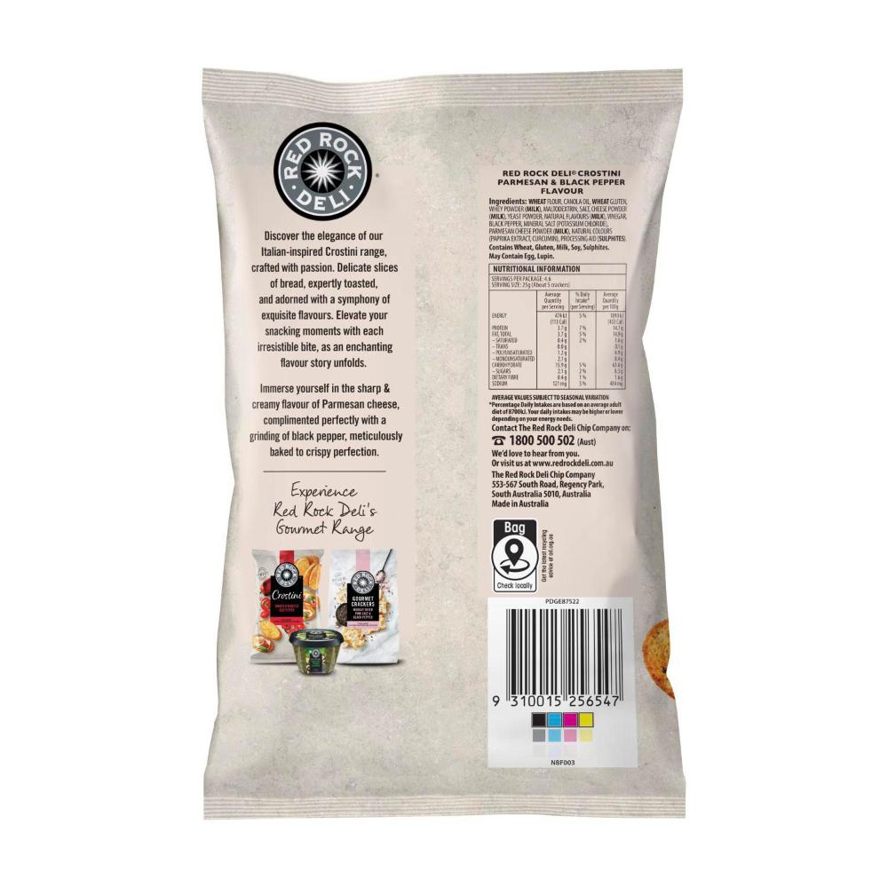 Red Rock Deli Crostini Crackers Parmersan & Black Pepper - 115g