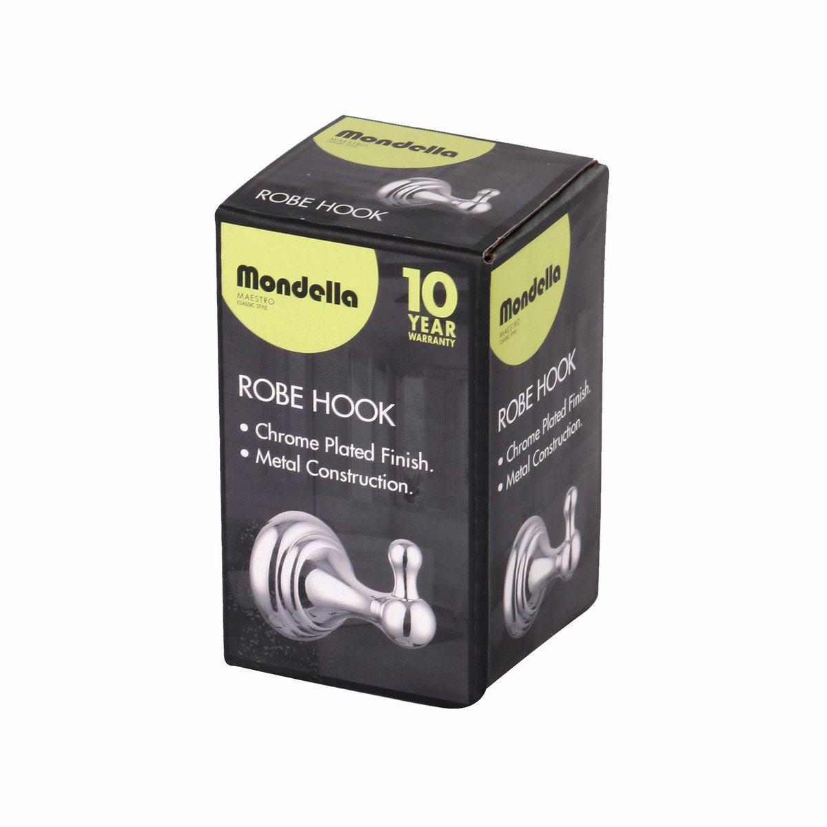 Mondella Chrome Maestro Bathroom Robe Hook - 46mm Metal - Durable