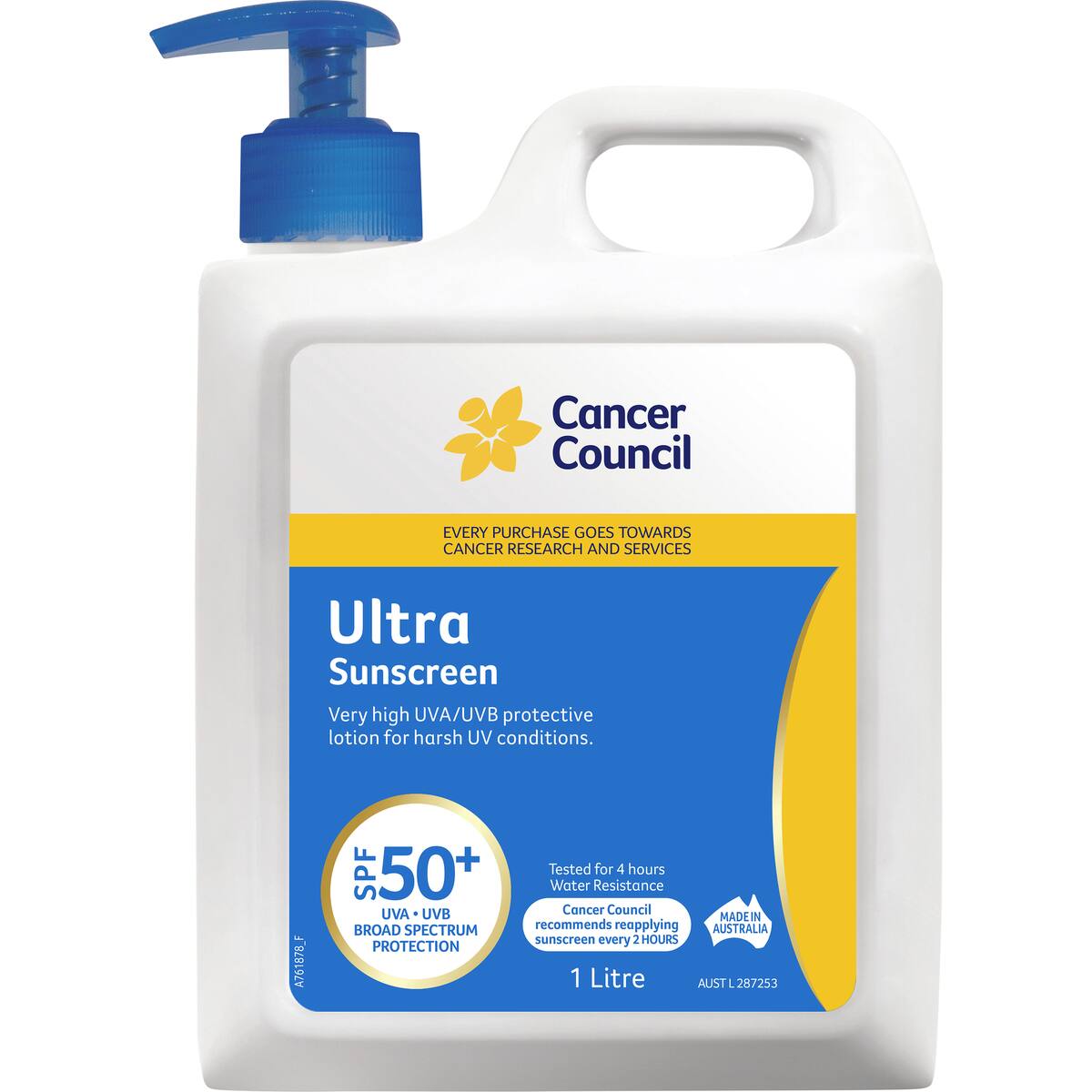 Cancer Council Spf 50+ Ultra Sunscreen Pump 1l