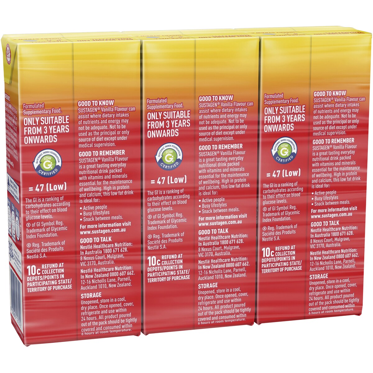 Sustagen High Protein Nutrition Top-Up Vanilla Flavour Ready To Drink 250mL x 3 pack