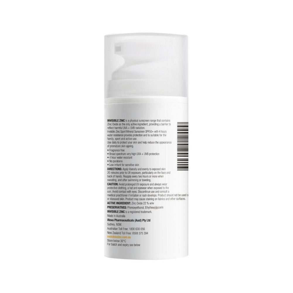Invisible Zinc 4hr Water Resistant SPF 50+ - 100mL