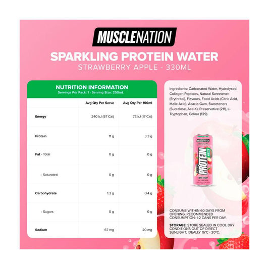 Muse Nation Sparkling Protein Water Strawberry Apple - 330mL