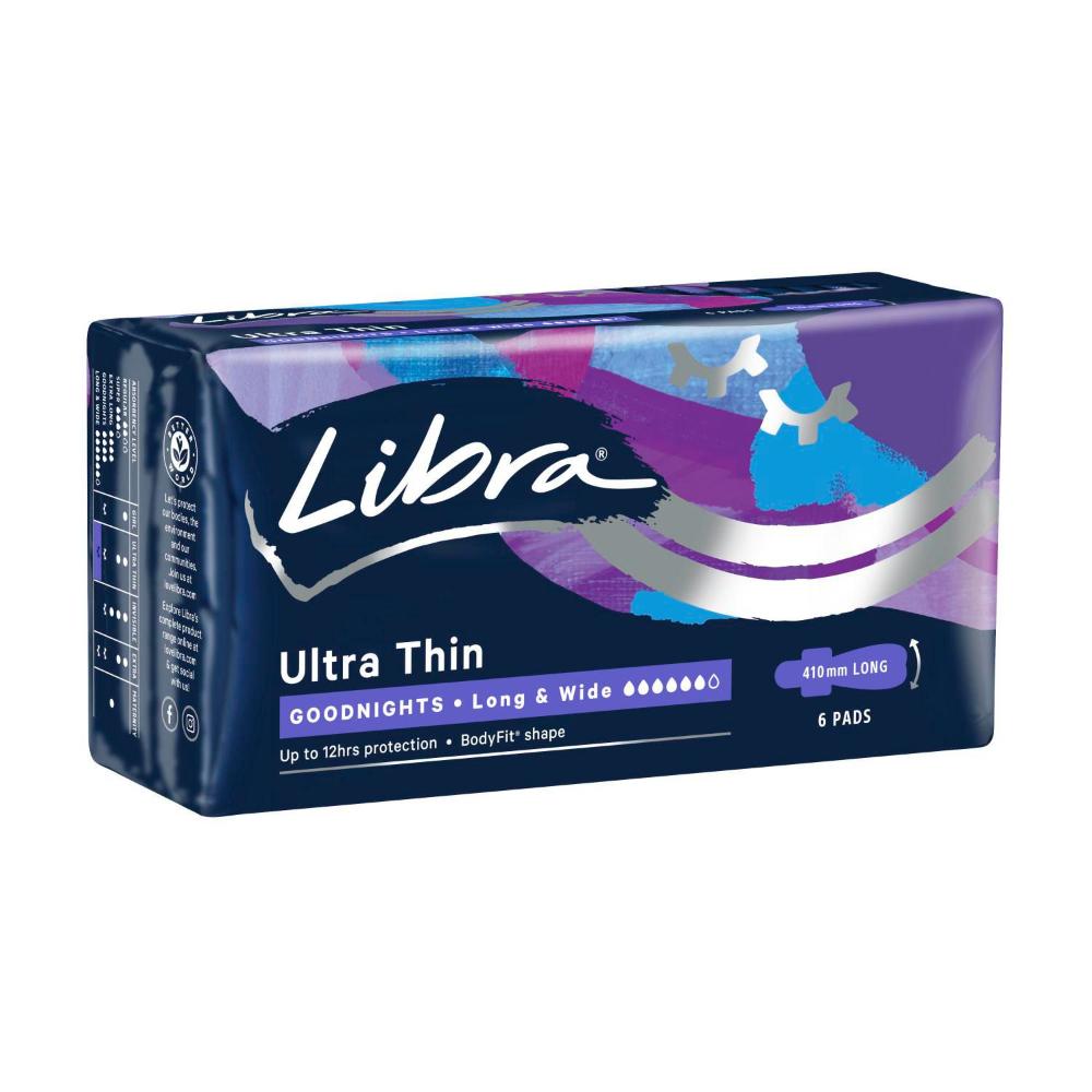 Libra Ultra Thin Pads Goodnights Long & Wide - 6 pack