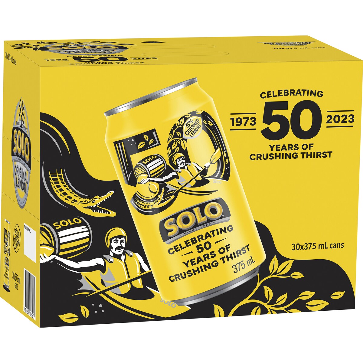 Solo Thirst Crusher Original Lemon Soft Drink Cans Multipack 375mL x 30 pack