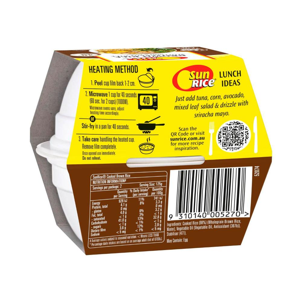 Sunrice Microwave Brown Rice Cup - 250g