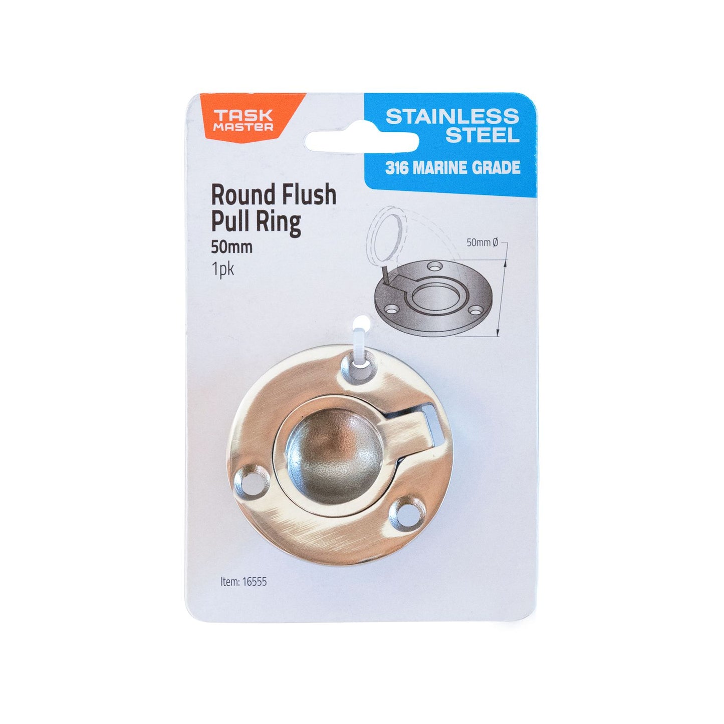 Taskmaster Round Flush Pull Ring - 50mm