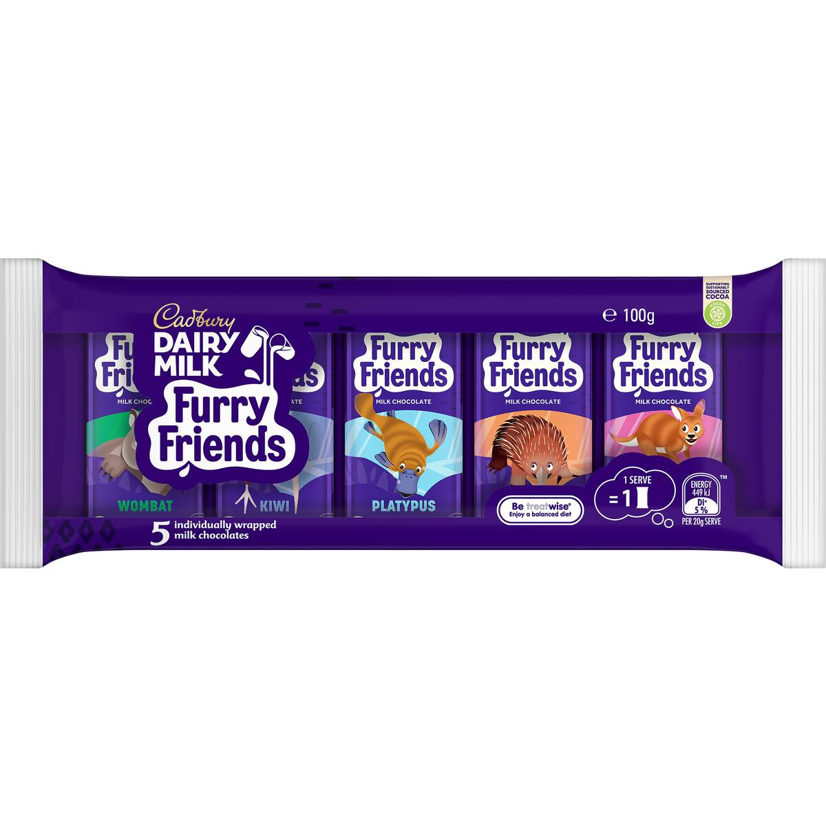 Cadbury Dairy Milk Furry Friends Chocolate 20g X 5 Pack