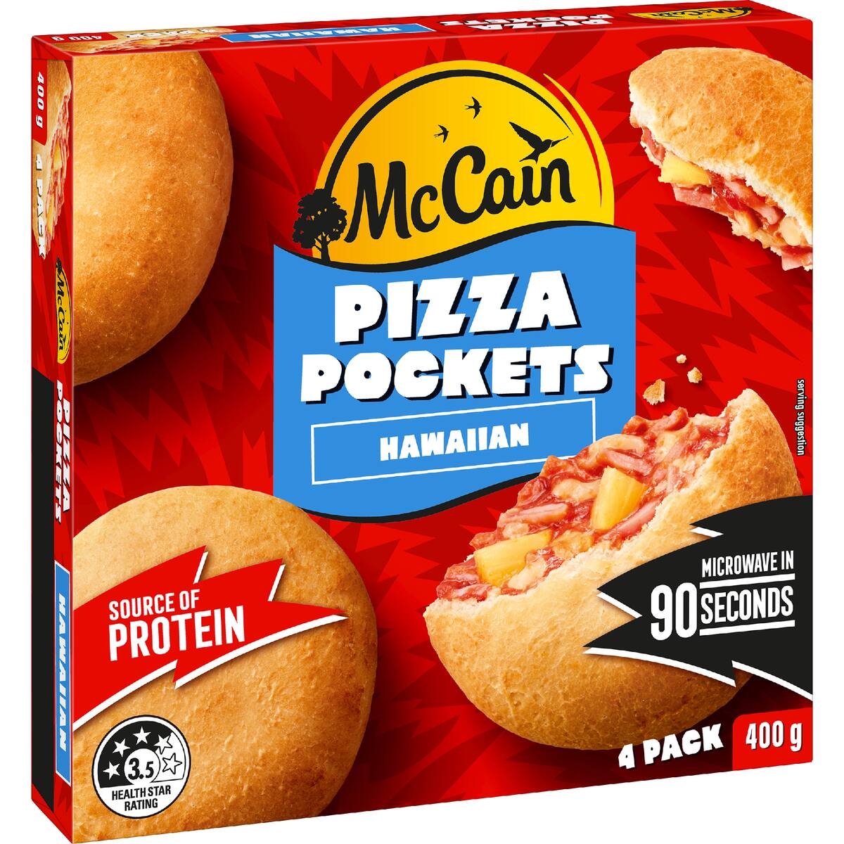 Mccain Pizza Pocket Snacks Hawaiian 4 Pack