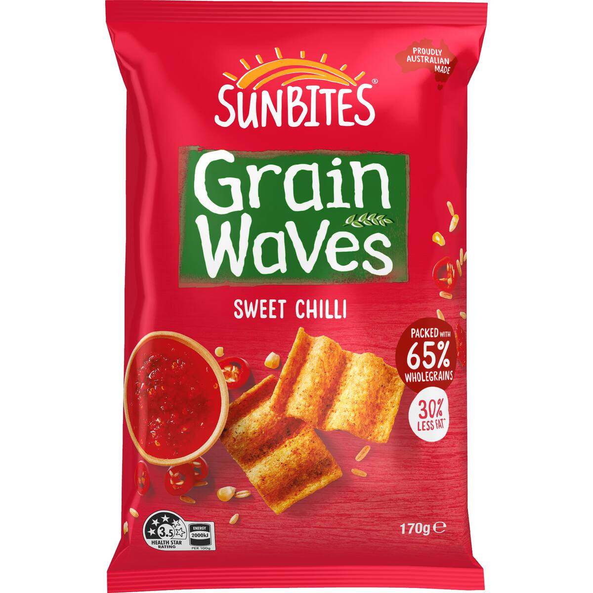 Sunbites Grain Waves Wholegrain Chips Sweet Chilli 170g