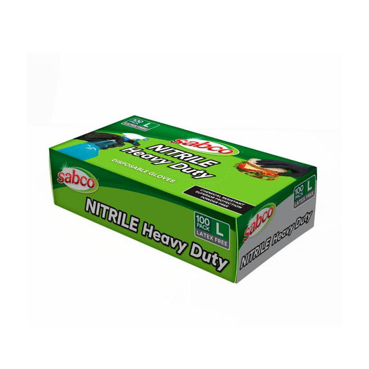 Sabco Nitrile Heavy Duty Disposable Gloves Large - 100 pack