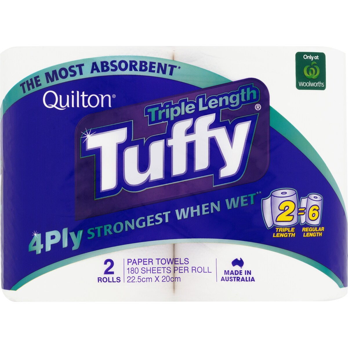 Quilton Tuffy Paper Towel Triple Length White 360 Sheets 2 Pack