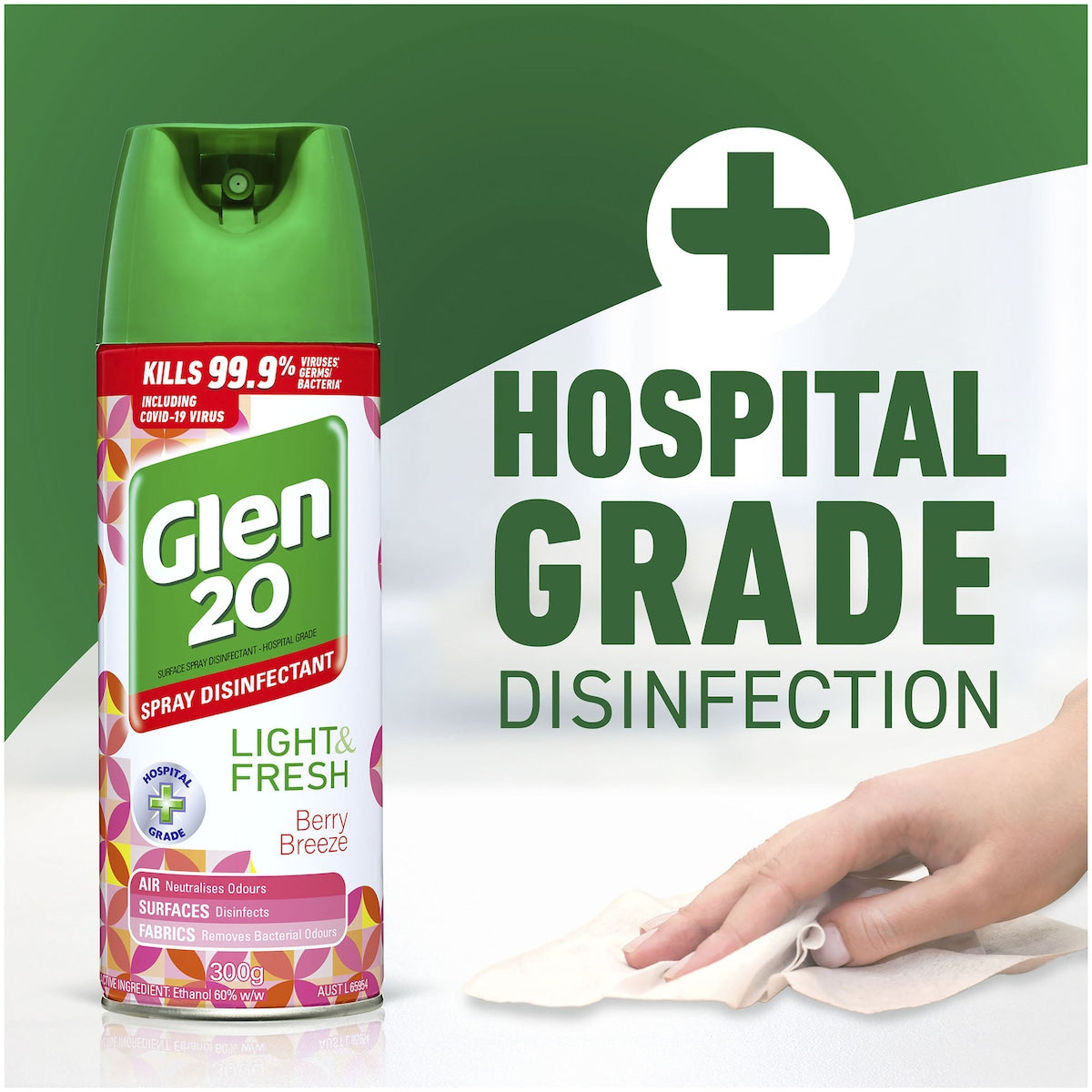 Glen 20 Light & Fresh Berry Breeze Disinfectant Spray 300g