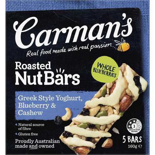 Carmans Nut Bars Greek Style Yoghurt Blueberry & Cashew 5 pack
