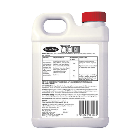 Brunnings Concentrate Weed Kill - 1L