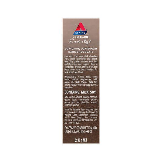 Atkins Low Carb Endulge Bar Dark Chocolate 5x30g - 150g