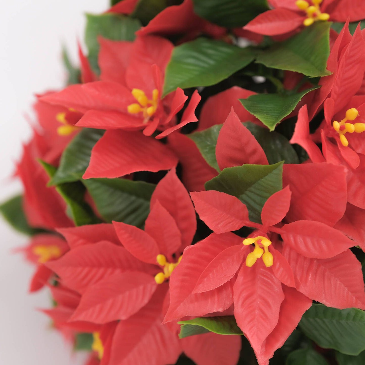 Un Real Artificial Poinsettia Topiary Ball - 25cm - Red